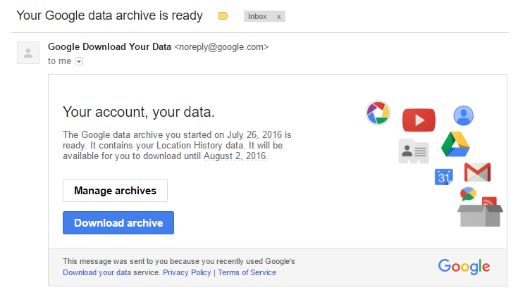 Your data archive is ready